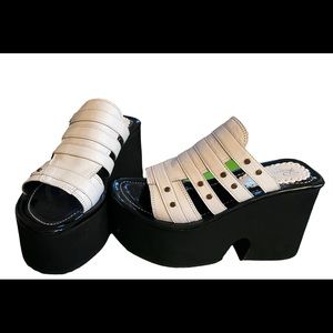 Cute white and black platform/ high heal / wedge sandals